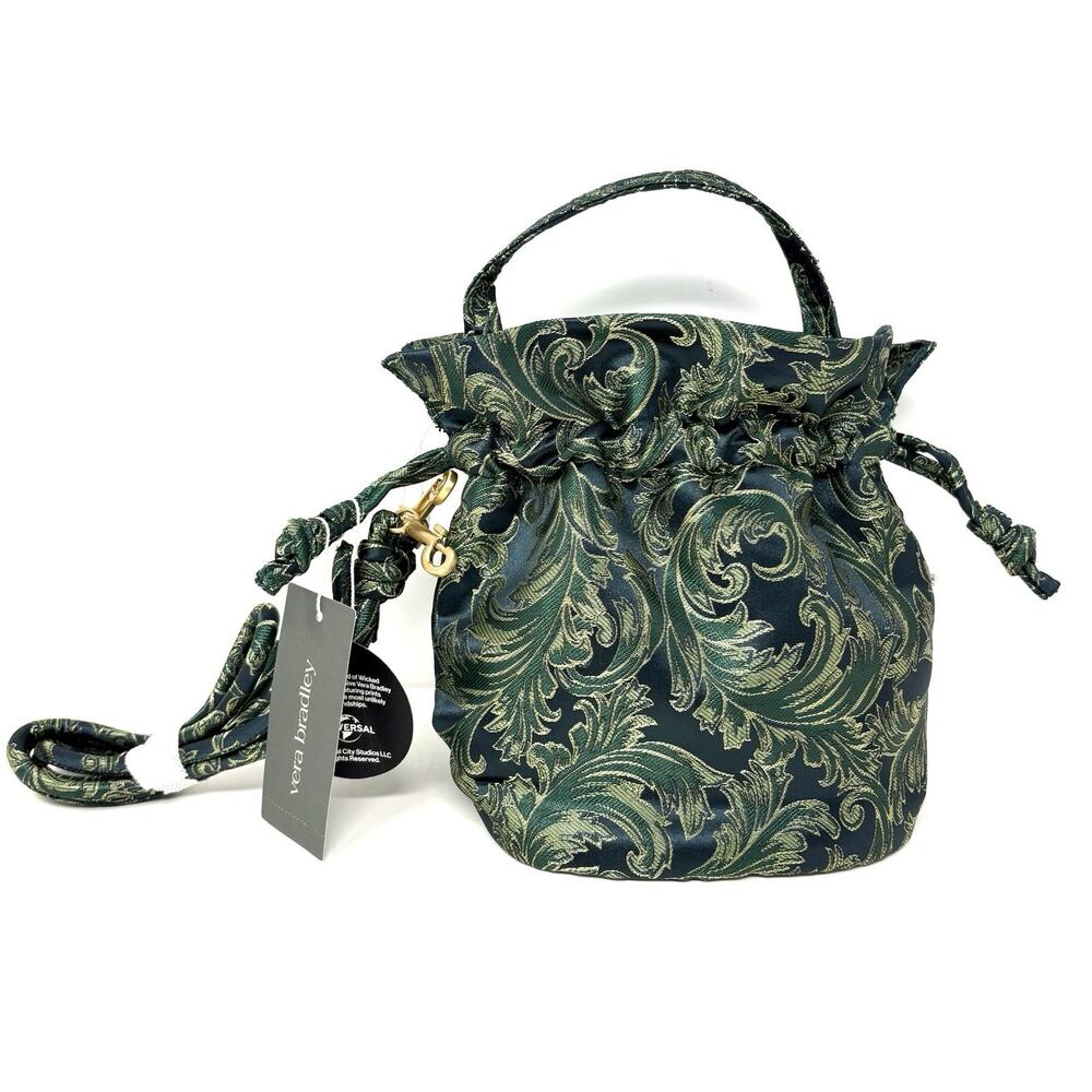 Vera Bradley Wicked Tilden Drawstring Crossbody Bag Positively Green Jacquard